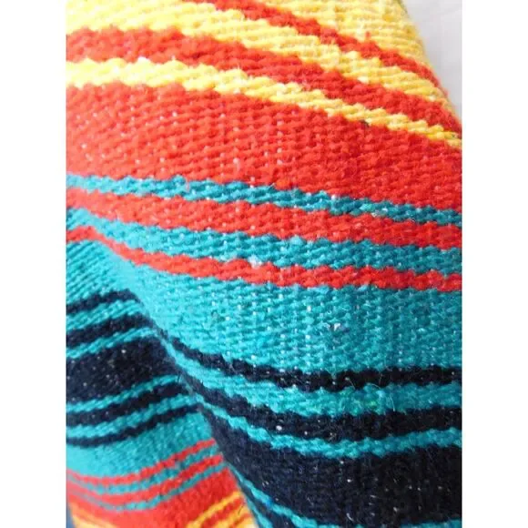 Mexican Woven Blanket Southwestern Striped Colors 74 in. X 52 Large Throw - Picture 3 of 8